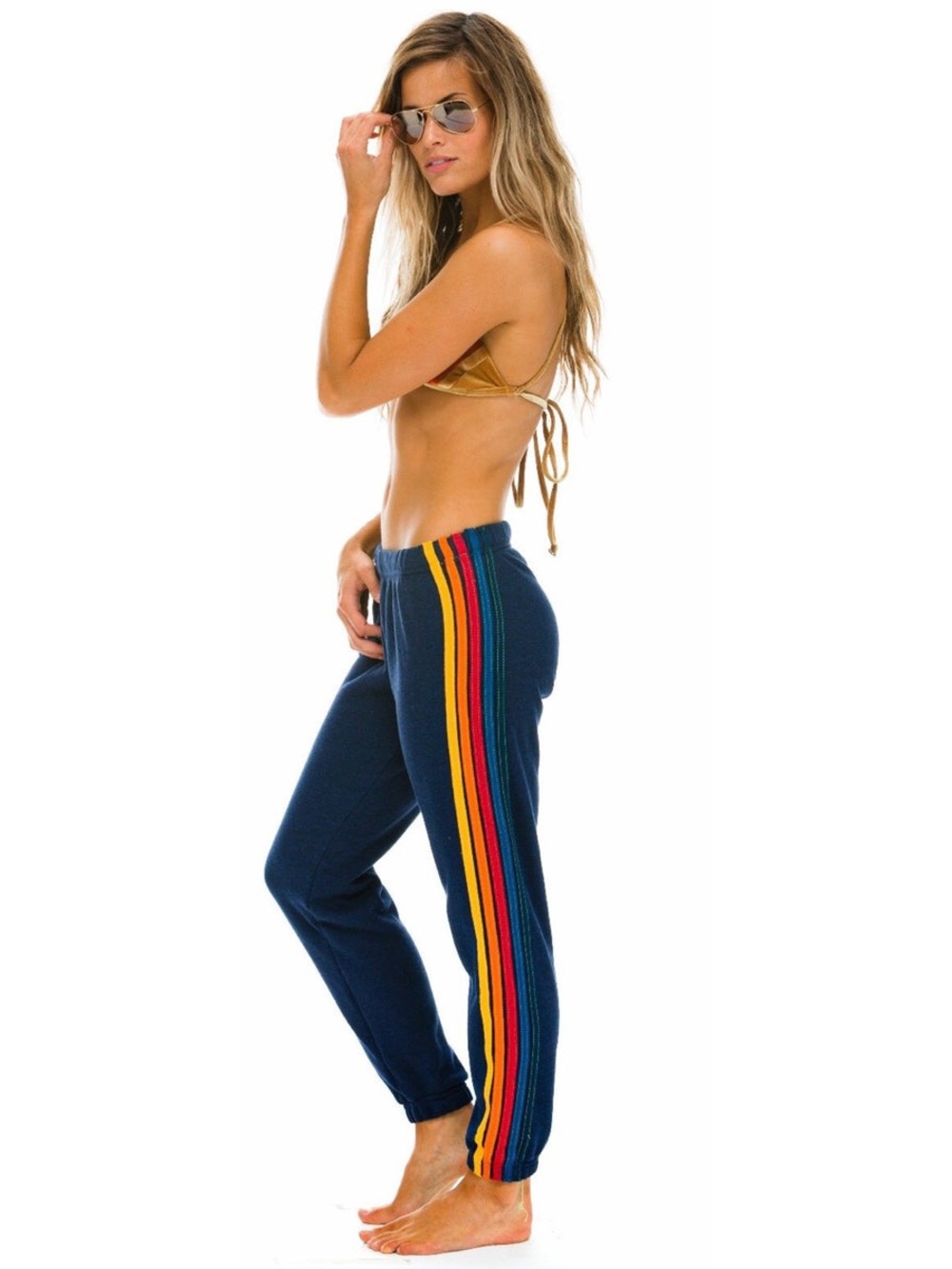 AVIATOR NATION 5 STRIPE SWEATPANTS - NAVY | LARGE